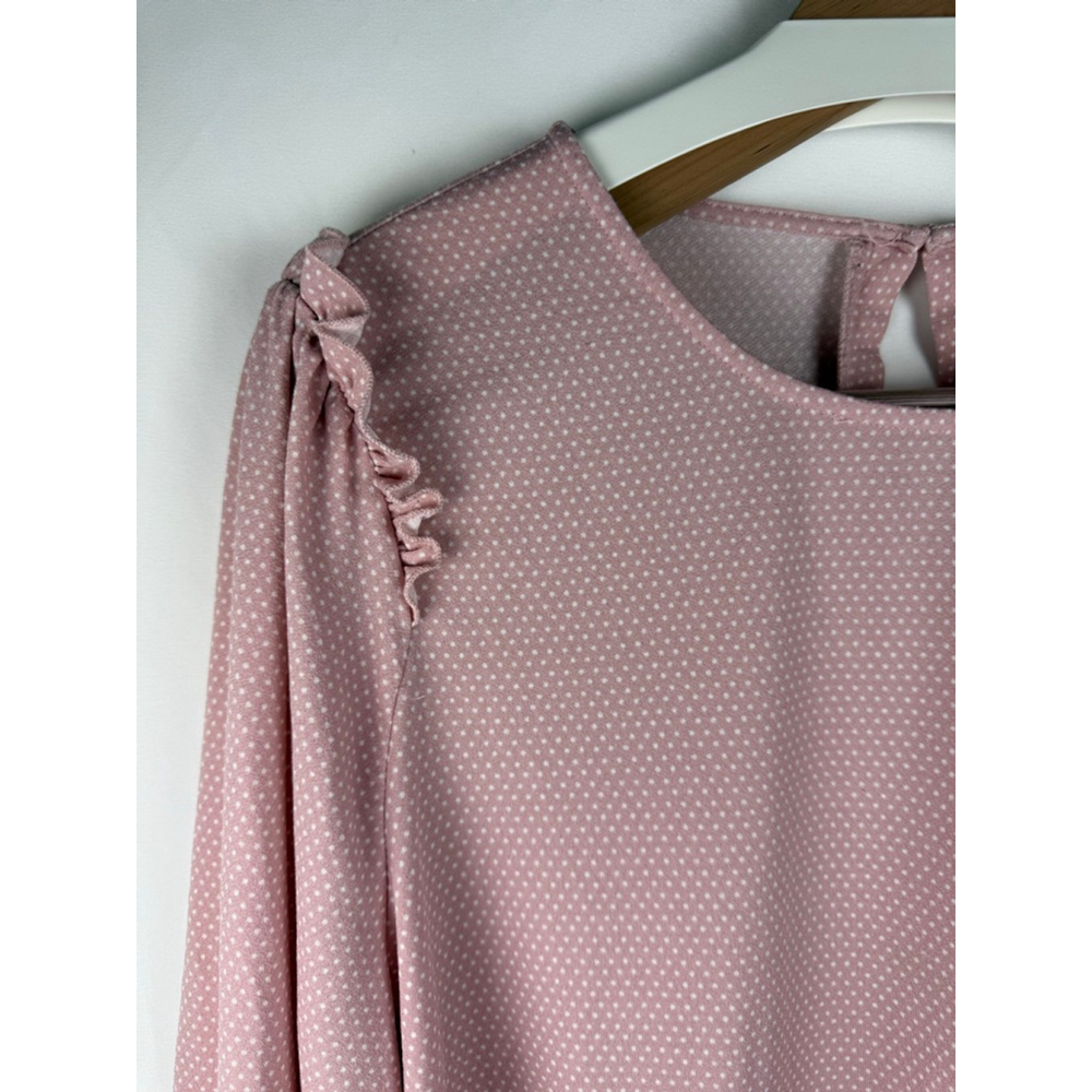 Women's Adrianna Papell Polka Dot Blouse Pink/White Size XL - Picture 3 of 8